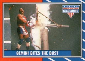 1991 Topps American Gladiators #17 Gemini Bites the Dust Front